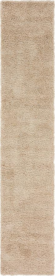 Unique Loom Solid Shag Collection Area Rug (2' 6" x 13' 1" Runner, Taupe)