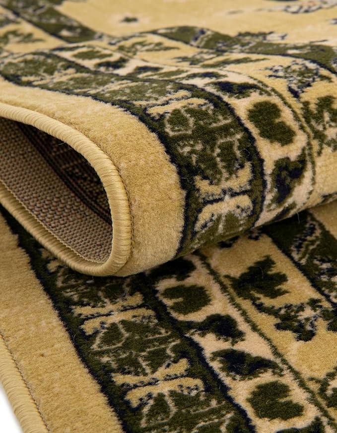 Unique Loom Taftan Collection Border Geometric Tribal Inspired Design Area Rug (8' 0 x 8' 0 Round, Gold/ Gray)