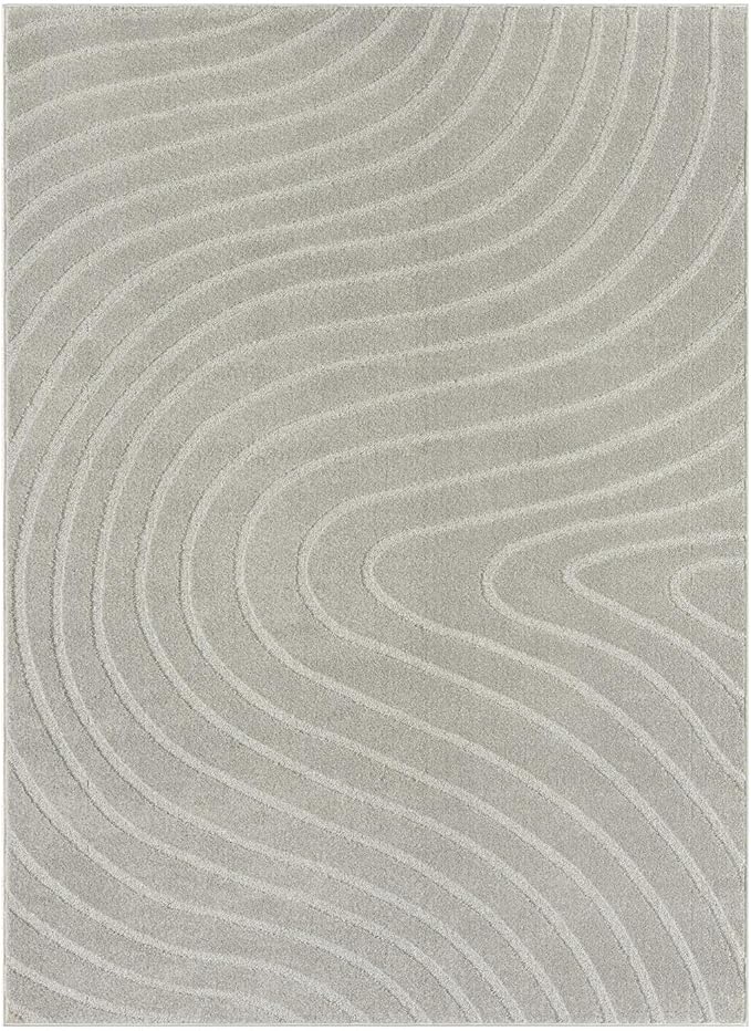 LUXE WEAVERS Modern Geometric Wave Gray 4x6 Area Rug