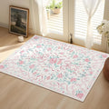Pink Rug Bow Floral Rugs for Girls, 2x3 Washable Small Area Rug for for Entryway, Kitchen, Front Door Indoor Entrance, Non Slip Carpet for Bathroom Bedroom Living Room