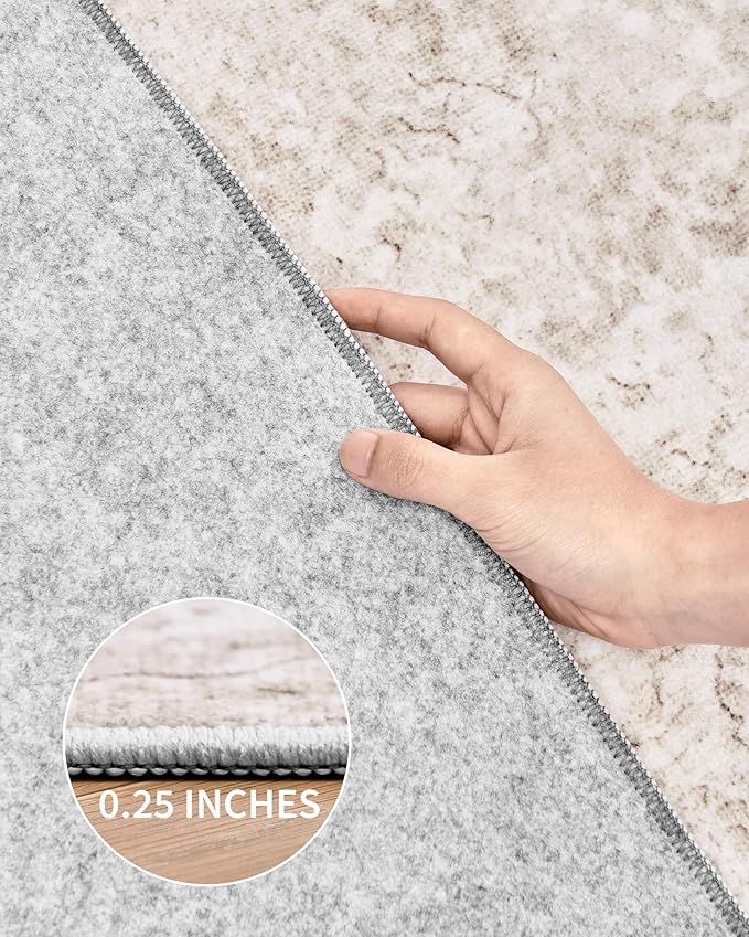 Art&Tuft Non-Slip Runner Rug - 2.5x8 Runner Rug Washable Low-Pile Rugs Runners, Soft Distressed Carpet Runner for Bedroom Bathroom Kitchen Laundry Living Room, Beige