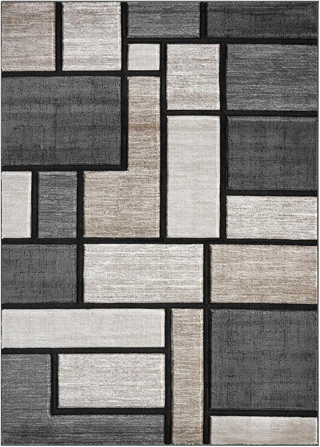 Geometric Carpet Runner - Decorative Hallway Rug for Home & Office - Indoor Carpet for Living Room, Dining Room - Non-Fading Polyester Material, Stain-Proof - Made in Turkey - Sand 2x7 ft