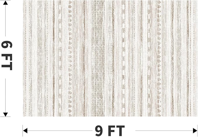 6x9 Area Rugs for Living Room Machine Washable Rug Distressed Indoor Carpet Neutral Moroccan Boho Rug Ultra Soft Area Rug for Bedroom Dining Room Playroom Office, Brown