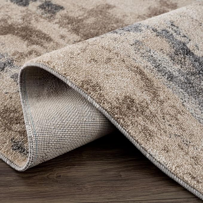 LUXE WEAVERS Euston Collection Gray-Gray 4x5 Modern Abstract Area Rug