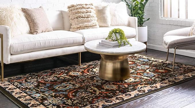 Unique Loom Espahan Collection Area Rug - Cape Cod (6' 1" x 9' Rectangle, Green/ Black)