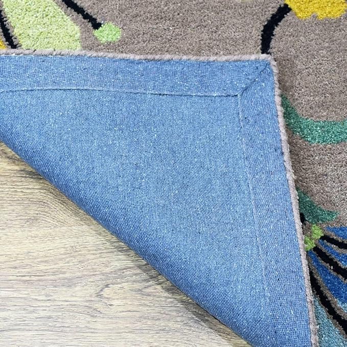 Rugsotic Carpets Hand Tufted Wool ECO-Friendly Area Rugs - 2'6''x6', Runner Shape, Camel, Floral Modern Design, High Pile Thick Handmade Anti Skid Area Rugs for Living Room, Bed Room (K00219)