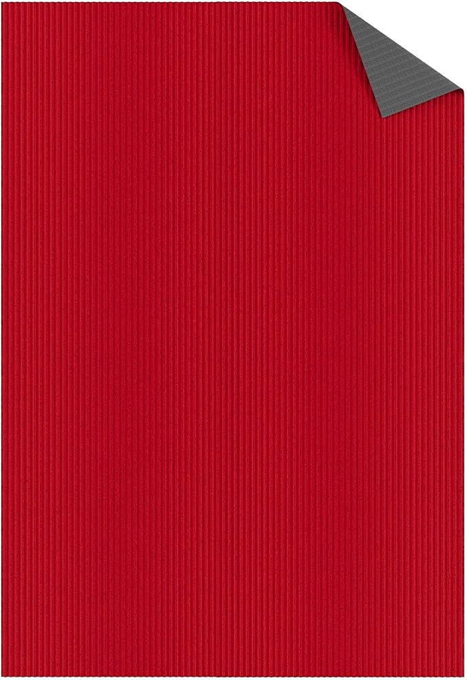 Ottomanson 6'6" x 29' Hallway Runner with Scraper Pile Extra Durable Non-Slip Rug Mat for Indoor & Outdoor Use - Ideal for Kitchen, Entryway, Patio & Garage - High-Traffic Carpet, Red