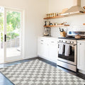 Revival Rugs Gambit 3'11" x 6'1" Checkered Rug Machine Washable Area Rug for Kitchen Bedroom - 100% Recycled Oeko-TEX Certified, Medium Pile, Gray, Beige