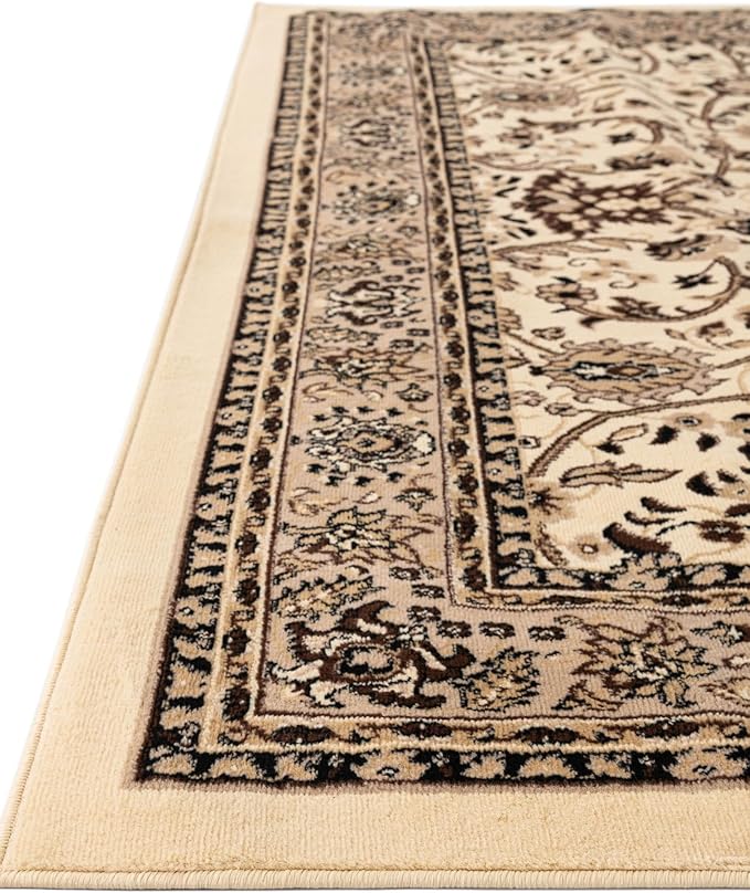 Unique Loom Sialk Hill Collection Area Rug - Washington (10' x 14' Rectangle Ivory/Black)