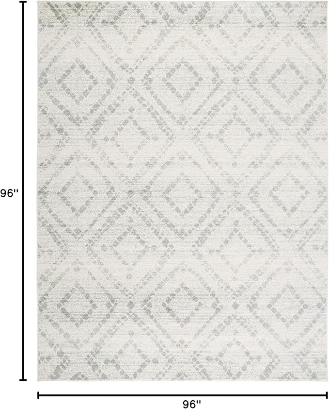 SAFAVIEH Adirondack Collection Area Rug - 8' Square, Ivory & Green, Modern Diamond Distressed Design, Ideal for High Traffic Areas in Living Room, Bedroom, Dining (ADR131X-8SQ)