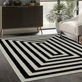 Abani Contemporary Black & Ivory 3' x 5' Area Rug, Contrasting Geometric Modern Stripe Symmetrical Living Room Carpet Rugs