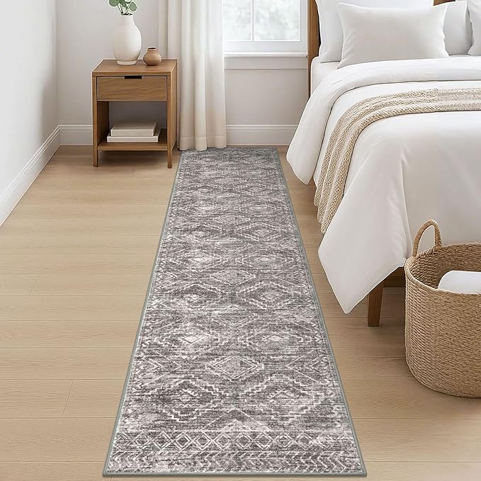 KILOCOCO Hallway Runner Rug 2'x8' Runners for Hallways Washable Runner Rug Non Slip Laundry Room Rug Low-Pile Rug Runner for Bedroom Kitchen Living Room Boho Rug, Taupe