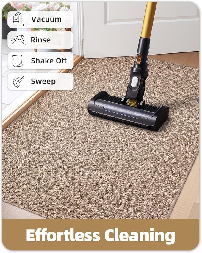 Color&Geometry Large Front Door Mat Indoor Entrance Non Slip Rubber Backed, 32"x48" Indoor Door Mats for Entryway, Dirt Trapper Double Doormat, Washable Front Door Rugs, Khaki (Rolled-up NO Creases)