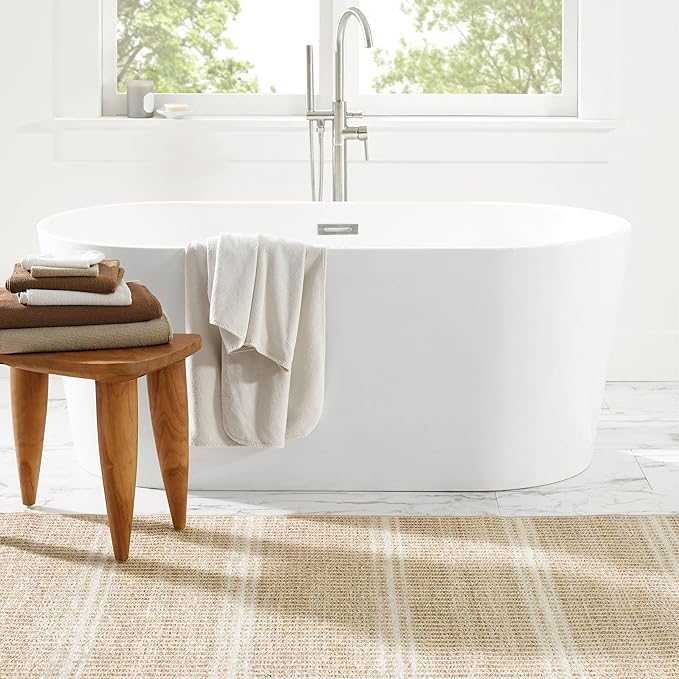 Dash and Albert Arbor Machine Washable Area Rug - 4' x 6' Neutral Stripe Washable Accent Rug Stain-Resistant, Anti-Slip, High Traffic Kitchen, Hallway, Mudroom
