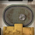 Antep Rugs Alfombras Bordered Modern 5x7 Non-Slip (Non-Skid) Low Pile Rubber Backing Indoor Area Rug (Green, 5' x 7' Oval)