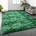 Large Shag Area Rugs 8 x 10, Plush Fuzzy Rugs for Living Room, Ultra Soft Fluffy Furry Rug for Bedroom, Indoor Carpet Nursery Rugs for Kids Room Home Decor, Tie-Dyed Emerald Green
