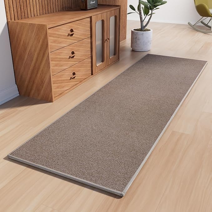 Door mat with Non Slip Rubber Backing, Washable Soft Floor Carpet for Kitchen, Hallway, Entryway Indoor, Bedroom, Laundry, Low Pile Area Rugs, Solid Color with Pointillism Style, 2 * 3 ft Brown