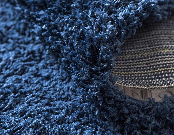 Unique Loom Solid Shag Collection Area Rug (8' x 11' Rectangle, Sapphire Blue/ Navy Blue)