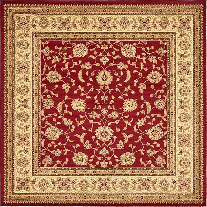 Unique Loom Voyage Collection Traditional Oriental Classic Intricate Design Area Rug (10' 0 x 10' 0 Square, Red/Gold)