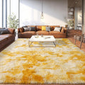 Extra Large Plush Rug High Pile Fluffy Rug for Living Room, Big Plush Non-Skid Shag Carpet, Soft Shaggy Rugs for Bedroom Indoor Modern Home Decor Tie Dye Yellow 9x12ft