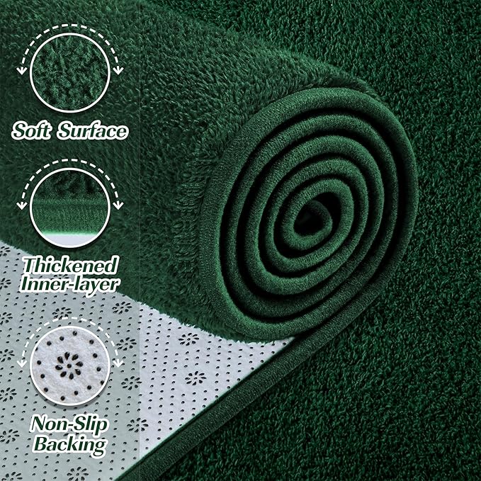 Large Area Rugs for Living Room Bedroom, 5x8 Feet Dark Green Rug, Minimalist Modern Shag Rug, Soft Thick Memory Foam Indoor Carpet, Non-Slip Washable Rug for Boys Girls Dorm Nursery Room Home Decor