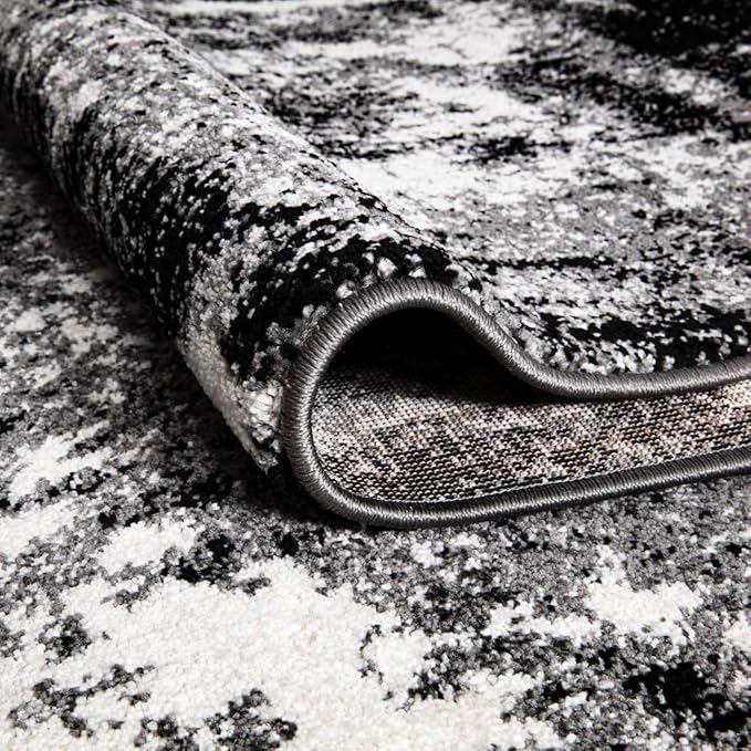 Keen Home Design Area Rugs - 9x12 Non-Shedding, Abstract Rugs for Kitchen, Living Room, Bedroom, Dining Room, Entryway - Size: 9'2" x 11'11", Abstract Black