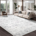 Washable 9×12 Area Rugs for Living Room, Vintage Floral Rug Soft Non Slip Stain Resistant Boho Carpet for Bedroom Dinning Room Kitchen Home Office Grey
