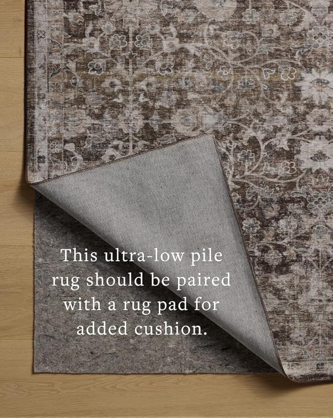 Loloi Amber Lewis Josie Collection JOS-02 Earth/Natural 2'-6" x 12'-0", .13" Pile Height, Low Profile, Machine Washable, Runner Rug