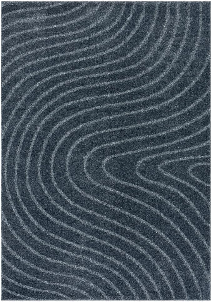 LUXE WEAVERS Modern Geometric Wave Blue 2x3 Area Rug