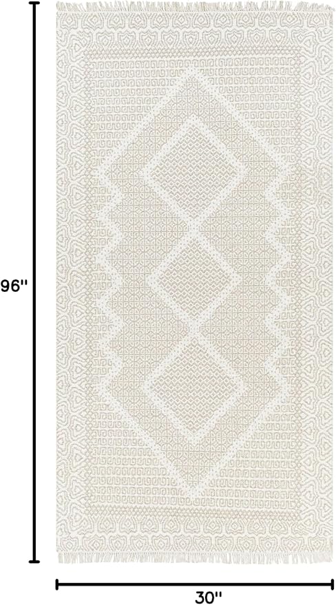 Mark&Day Wool Rugs, 2x8 Nishnabotny Cottage Medium Beige Runner Area Rug, Beige Carpet for Hallway, Kitchen, Bedroom or Living Room (2'6" x 8' Runner)