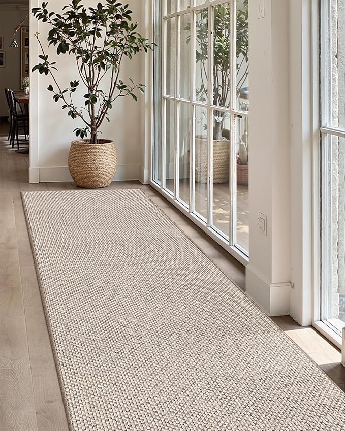 Color&Geometry Door Mat 3'x10' Runner Rug with Rubber Backing, Non Slip Washable Hallway Rug, Carpet Runners for Hallway Living Room Bedroom, Beige (Rolled-up NO Creases)
