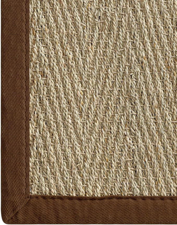 DEXI Area Rug Natural Fiber 6x9, Braided Woven Seagrass Rugs No Shed, Large Soft Neutral Rustic Carpet Mat for Indoor Entryway Outdoor Patio Dining Living Room Bedroom Farmhouse, Natural