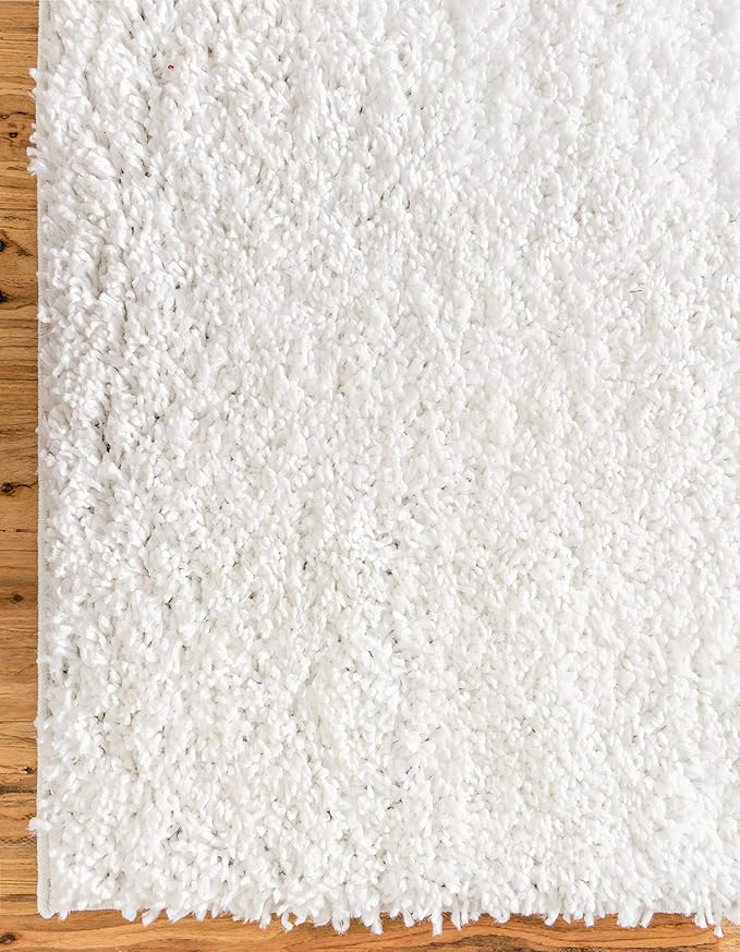 Unique Loom Davos Shag Collection Area Rug - Solid (7' 1" x 10' Rectangle, White/ Ivory)