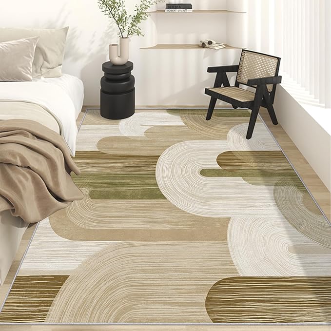 Abstract Geometry Rugs for Home Decor, 6x8 ft, Minimalist Geo Arched Area Rugs for Living Room, Soft Non Slip Washable Mid Century Modern Carpet Bedroom Decorations Dt-Ghf-19