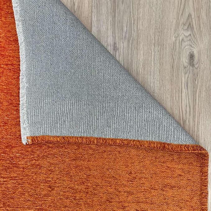 Alfa Rich 4x6 Burnt Orange Washable Area Rugs for Living Room Bedroom Kitchen Cotton Solid Decor Rug