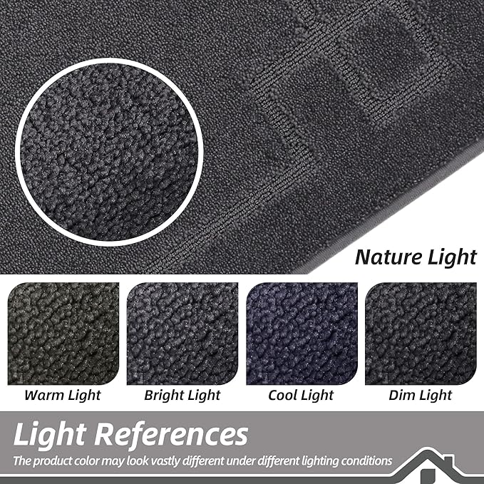 BEQHAUSE Door Mat 24" x 36", Non-Slip Door Mats Indoor Entryway Rugs Washable Low-Profile Absorbent and Stain Resist Floor Mats, Dog Door Mat for Front Back Door, Muddy Wet Shoes & Paws, Dark Grey