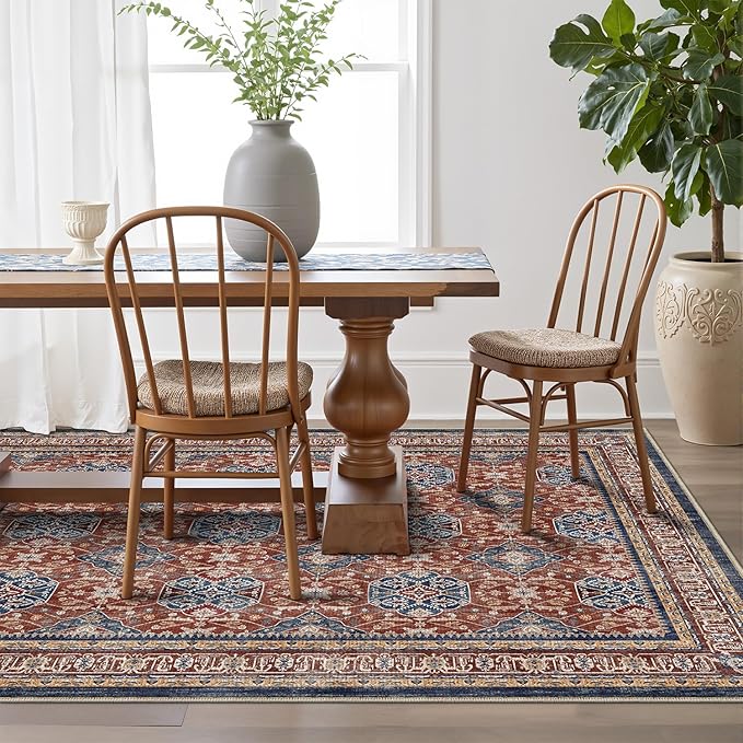 LUMI Washable Area Rug 5x8 for Living Room, Ultra Soft Stain Resistant Carpet with Non Slip Rubber Backing, Non-Shedding Low Pile Rugs for Bedroom, Dining Room, Indoor, Office