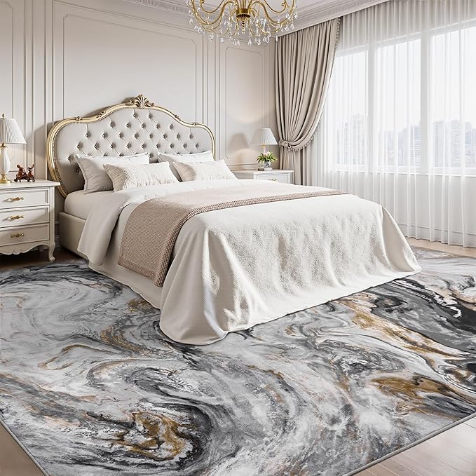 6x9 Area Rugs for Living Room, Modern Abstract Rug for Bedroom, Contemporary Machine Washable Rug, Large Stain Resistant Carpet for Dining Room Playroom Home Office, Pet & Kids Friendly