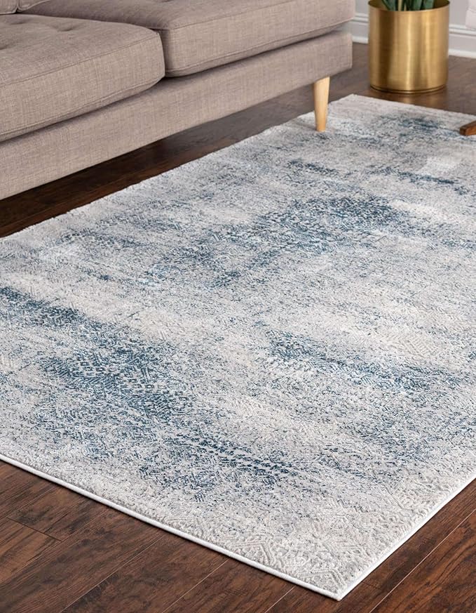 Unique Loom Finsbury Collection Area Rug - Sarah (7' 1" x 10' Rectangle, Blue/ Ivory)