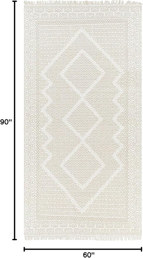 Mark&Day Wool Rugs, 5x7 Nishnabotny Cottage Medium Beige Area Rug, Beige Carpet for Living Room, Bedroom or Kitchen (5' x 7'6")