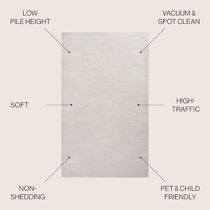 JONATHAN Y Haze Solid Low-Pile Ivory Indoor Area Rug 9x12, Coastal,Bohemian,Minimalist,Classic, Easy-Cleaning for Living Room,Bedroom,Kitchen,Pet Friendly,Non-Shedding (SEU100D-9)