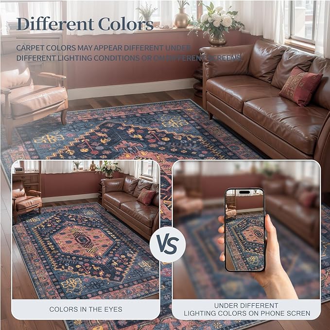 Ciicool Washable Runners Area Rug for Hallways, Ultra Soft 2x8ft Boho Runner Non-Slip Vintage Oriental Long Carpet for Kitchen Bedroom Laundry Bathroom