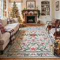 Wonnitar Christmas Rug for Living Room, Christmas Home Decor 8x10 Washable Rug, Ultra-Thin Soft Holiday Floral Print Non Slip Winter Indoor Carpet for Bedroom Kids Room Xmas Dining Room