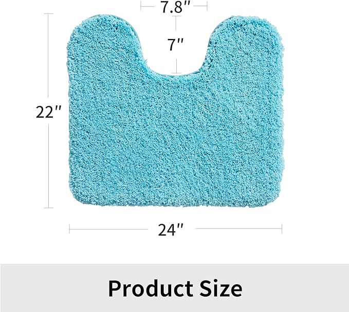 Toilet Rug 22x24 Teal Non Slip Fluffy Toilet Floor Mat U Shaped Washable Bathroom Contour Rug for Toilet Absorbent Thick Toilet Carpet