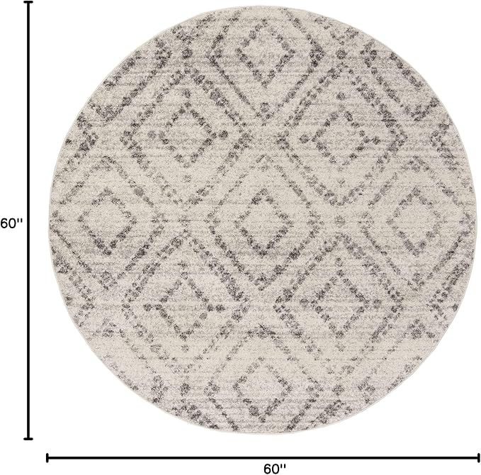 SAFAVIEH Adirondack Collection 5' Round Light Grey/Grey ADR131C Modern Diamond Distressed Non-Shedding Living Room Dining Bedroom Foyer Area Rug