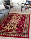 Unique Loom Taftan Collection Border Geometric Tribal Inspired Design Area Rug (2' 2 x 3' 0 Rectangular, Red/ Gold)