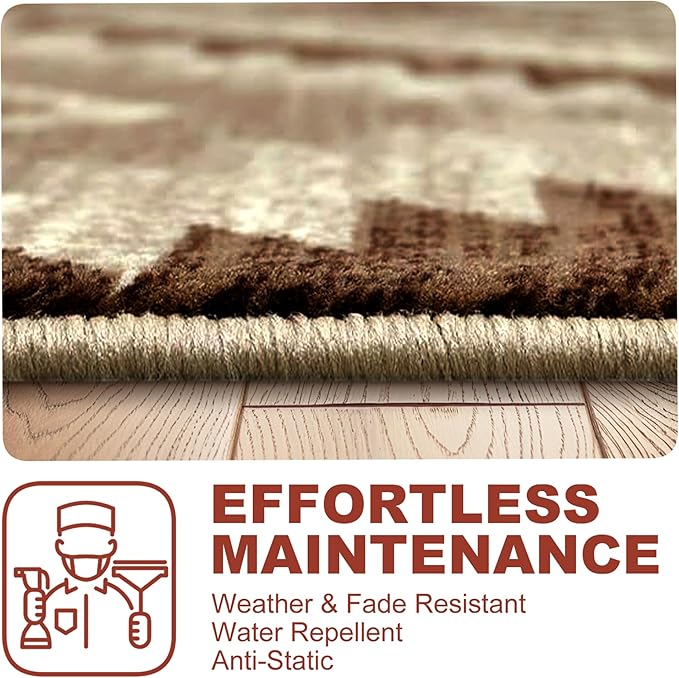 YHSF South West Native American Rug Ritz – Native Tribal American Indian Inspired Rug - Living Room, Bedroom, Hallway, Entryway & High-Traffic Area Rugs - Washable - Soft - Mocha, 5 Feet x 7 Feet