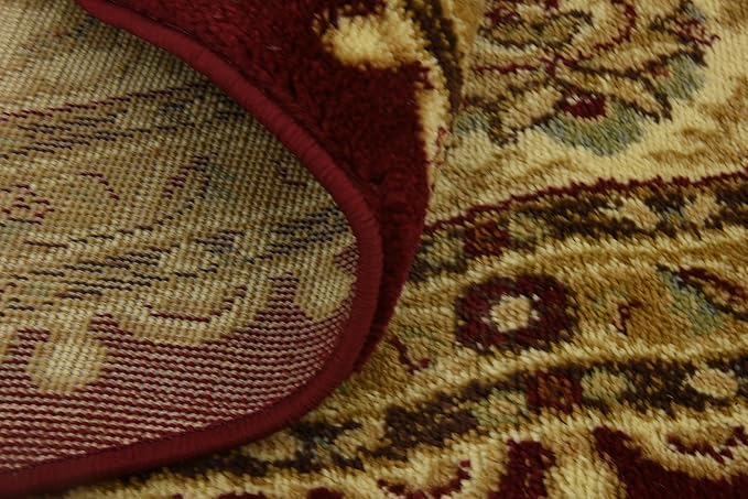 Unique Loom Voyage Collection Traditional Oriental Classic Intricate Design Area Rug (8' 0 x 8' 0 Round, Red/Gold)