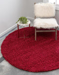 Unique Loom Solid Shag Collection Area Rug (6' 1" Round, Cherry Red)