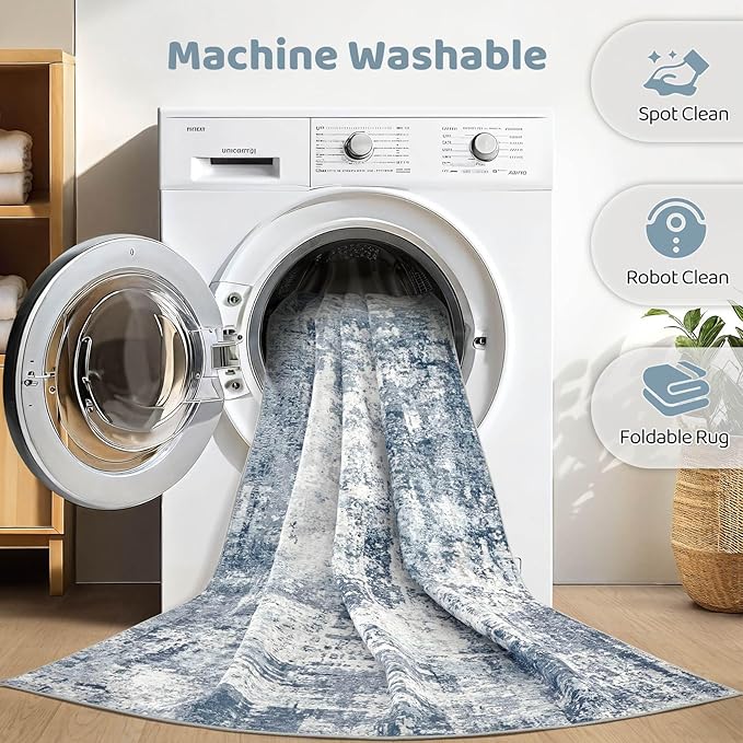 5x7 Area Rugs Living Room: Washable Large Abstract Soft Rug Stain Resistant Indoor Non-Slip Carpet for Men Modern Home Enthusiasts Aged 25-45 - High Traffic Areas - Bedroom Office Apartment